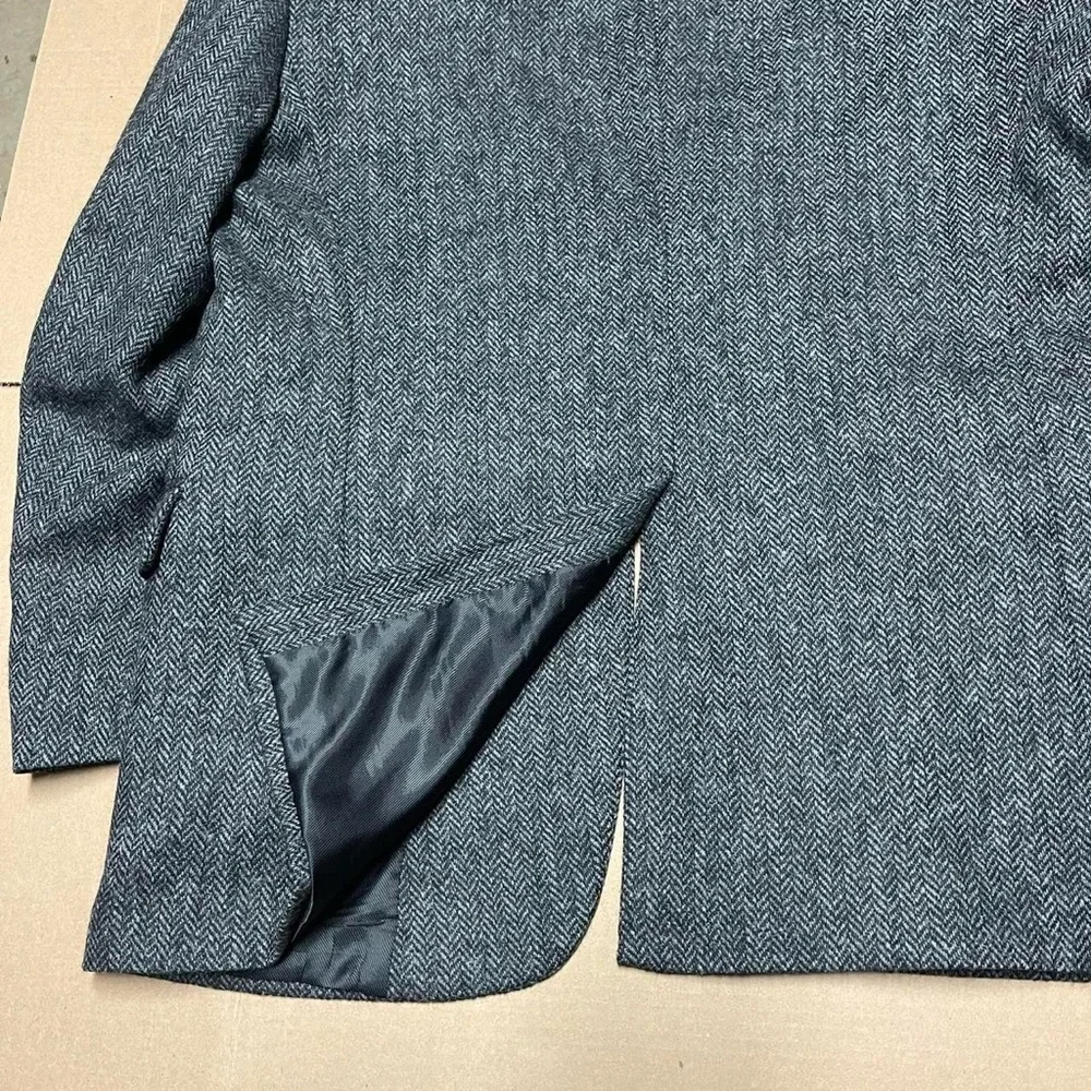 Vintage Barrington Mens 42R Gray Black Tweed Herringbone Flecked Wool Sport Coat